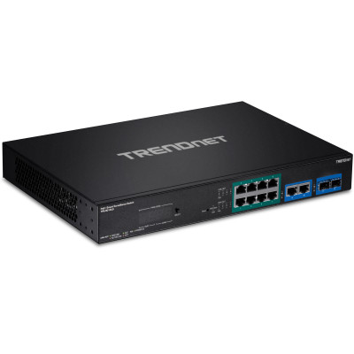 TRENDnet TPE-3012LS 12-Port Gigabit Poe+ Surveillance Switch, 8x Gigabit PoE+, 2x Gigabit, 2 SFP, 30W/Port, Rackmount